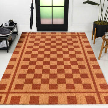 Harper Classic Farmhouse Checkerboard Coir Area Rug